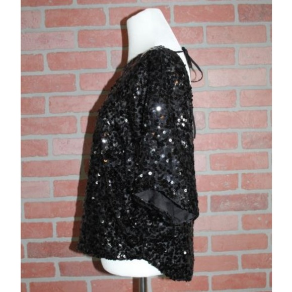 Chelsea & Violet Black Short Sleeve Sequin Top - Picture 4 of 4